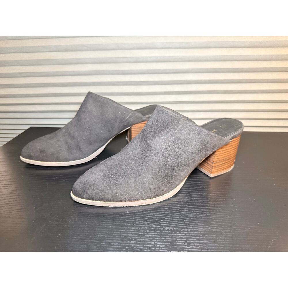 Melrose Ave Vegan Suede Mule Heels Black Slip On Block Heel Shoes Women’s Size 9 - Picture 7 of 11